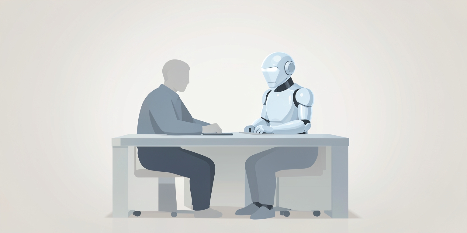 a person conversing with a robot