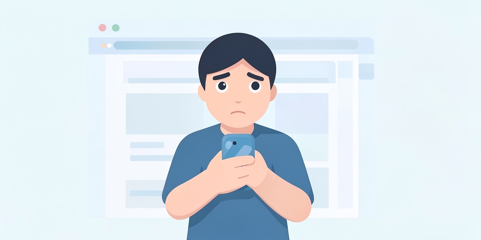A person looking confused at a website on their phone
