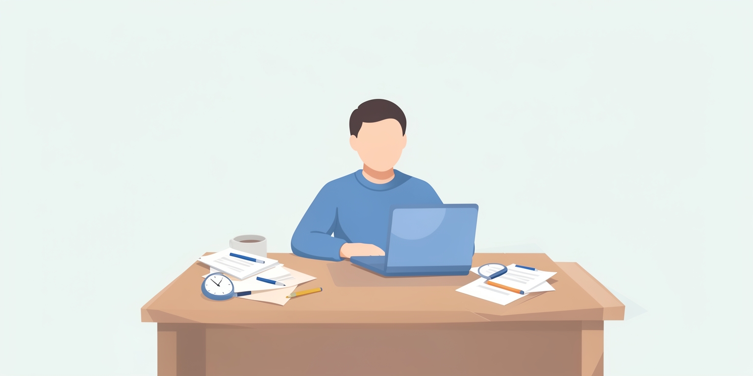 A person working at a desk with time and work management tools.