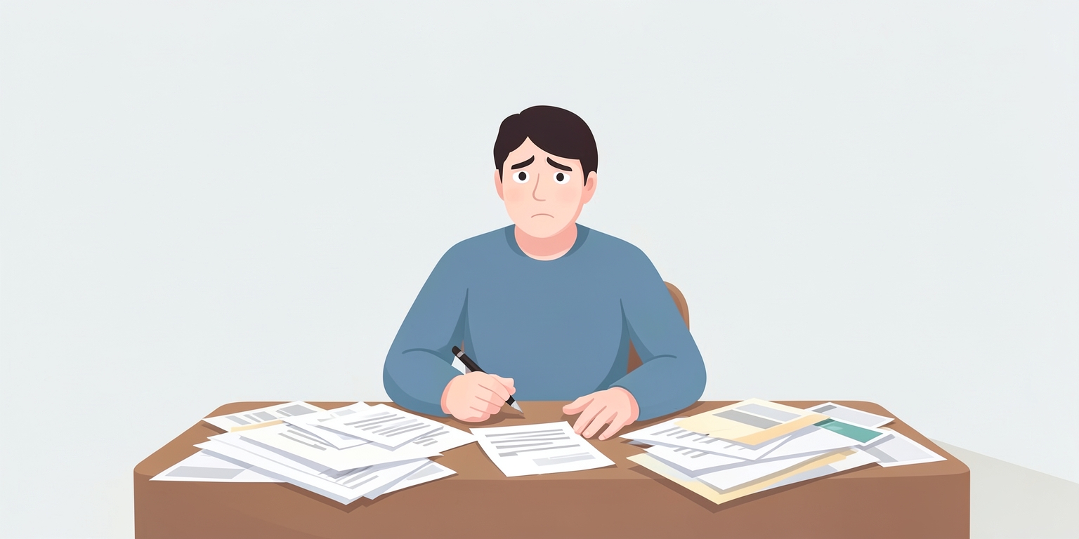 A person thinking and writing at a desk