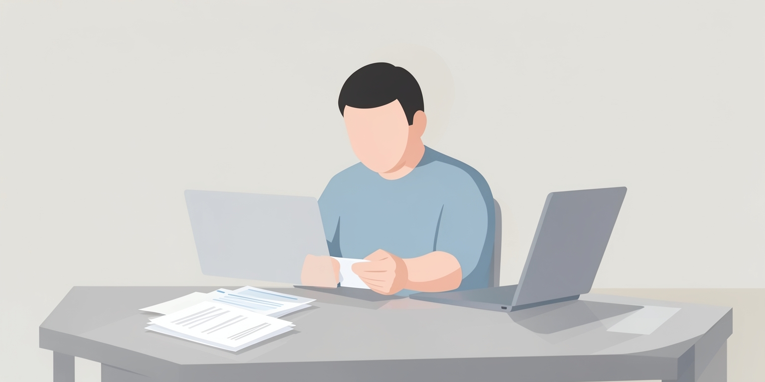A person reviewing a document at a desk