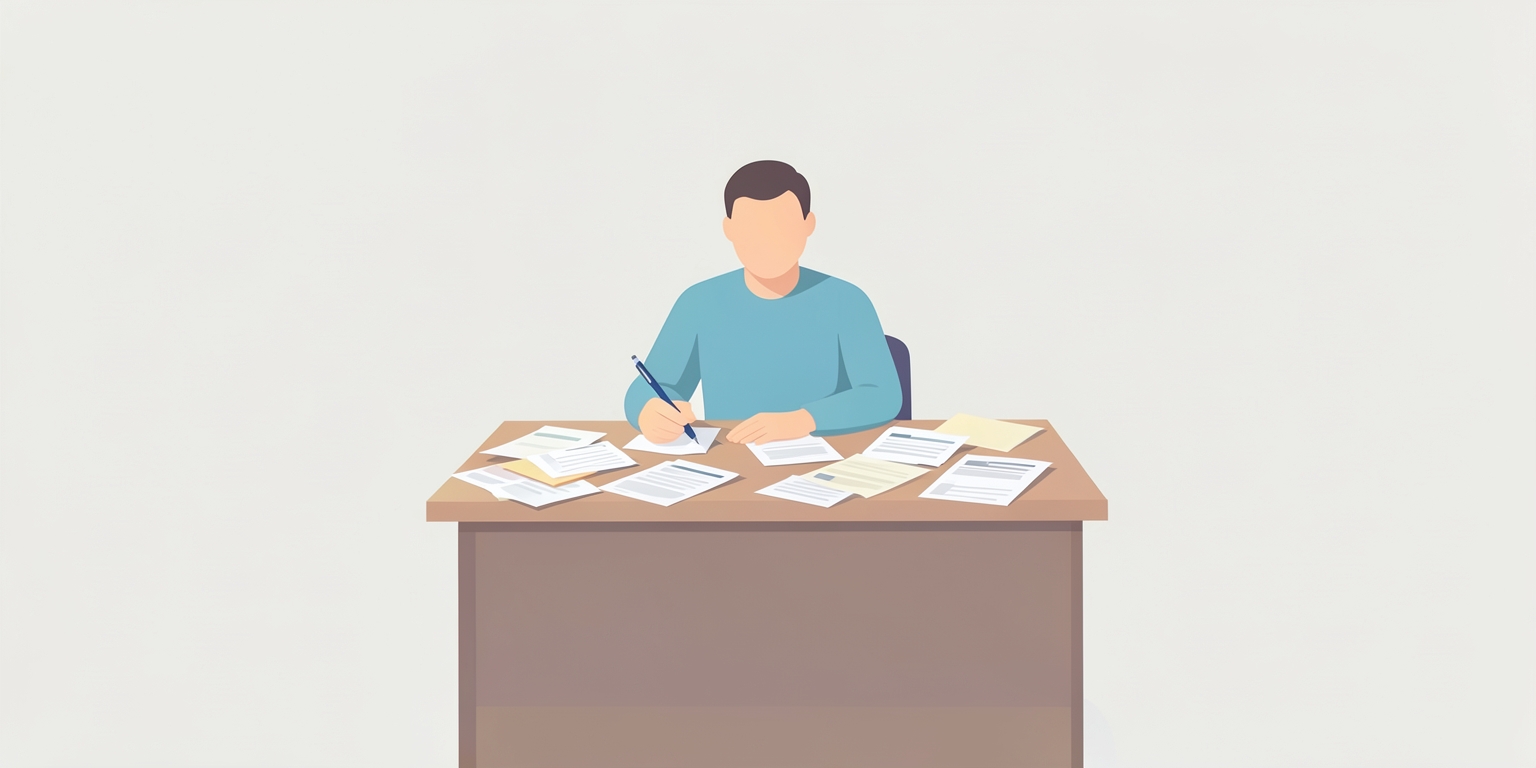 A person prioritizing tasks at a desk