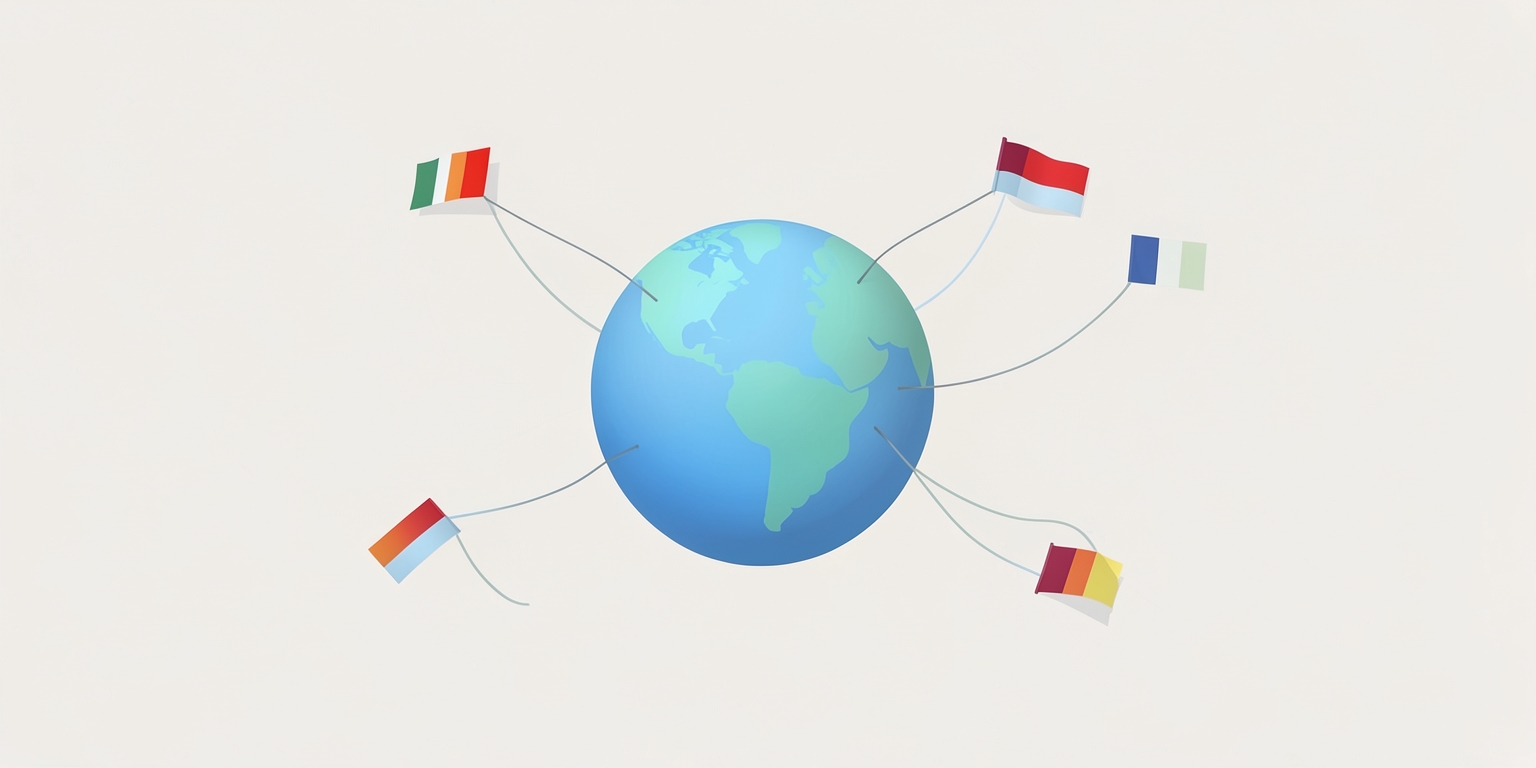 Illustration of a globe with connections to different countries